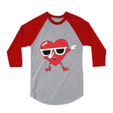 Dabbing Heart Valentine's 3/4 Sleeve Baseball Jersey Toddler Shirt