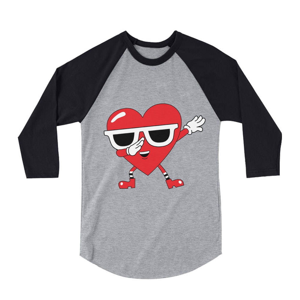 Dabbing Heart Valentine's 3/4 Sleeve Baseball Jersey Toddler Shirt