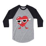 Dabbing Heart Valentine's 3/4 Sleeve Baseball Jersey Toddler Shirt