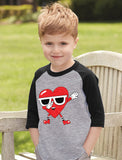 Dabbing Heart Valentine's 3/4 Sleeve Baseball Jersey Toddler Shirt