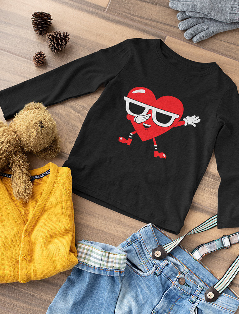 Dabbing Heart Valentine's Day Love Dab Toddler Long sleeve T-Shirt
