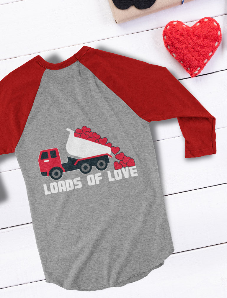 Toddler Boys Valentines Day Outfit Loads of Love 3/4 Baseball Jersey Kids Shirt