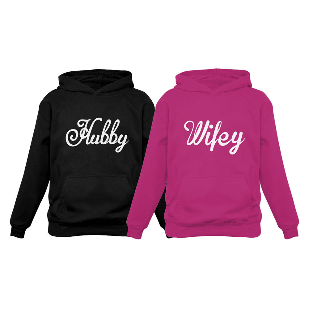 Hubby & Wifey Matching Couples Hoodie Set - Husband & Wife Valentine's Day Gift