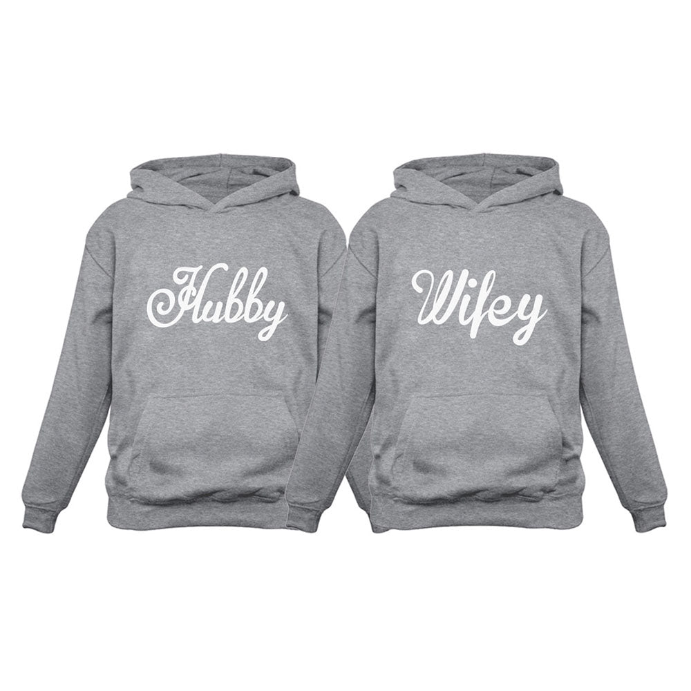 Hubby & Wifey Matching Couples Hoodie Set - Husband & Wife Valentine's Day Gift