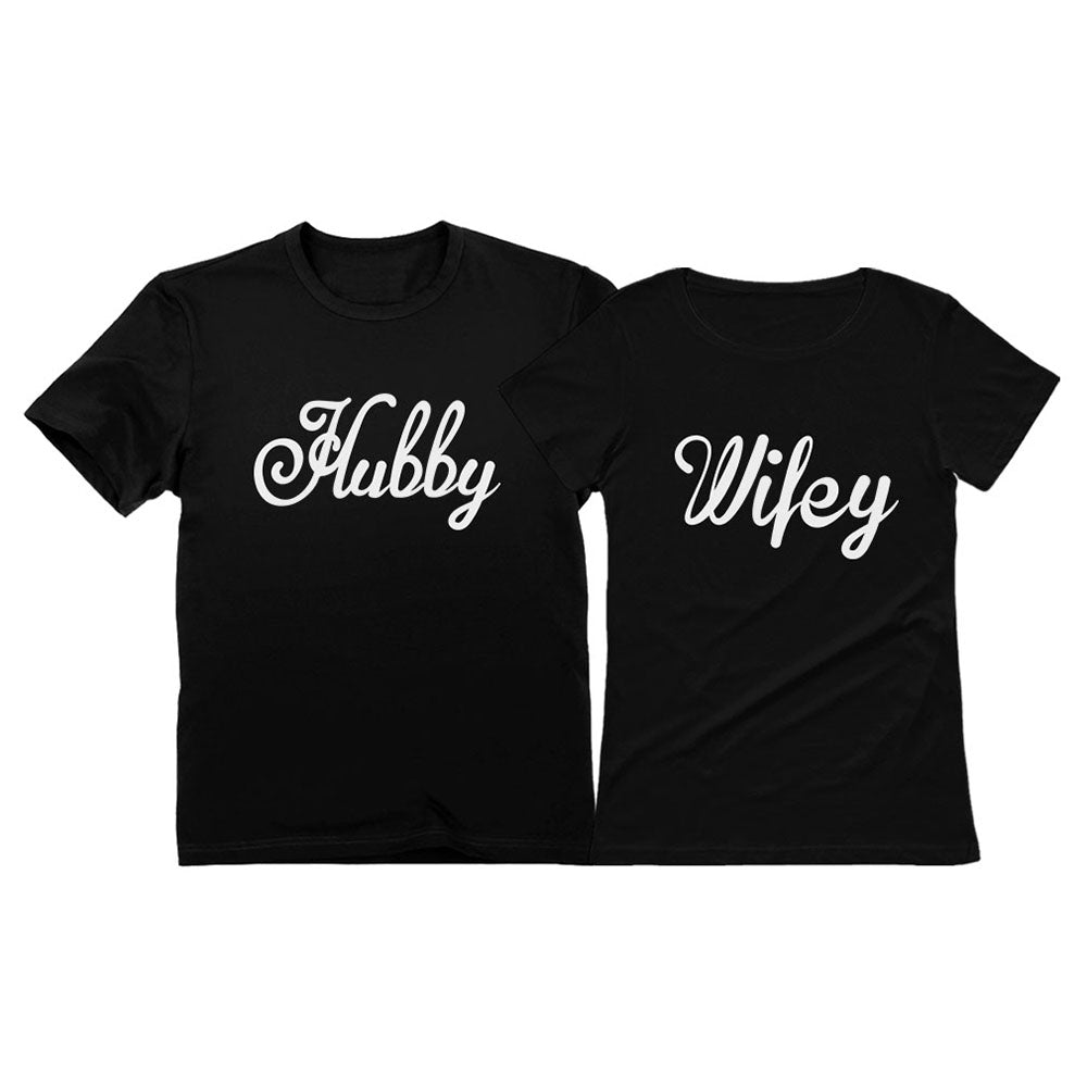 Hubby & Wifey Matching Couples T-Shirt Set - Husband & Wife Valentine's Day Gift