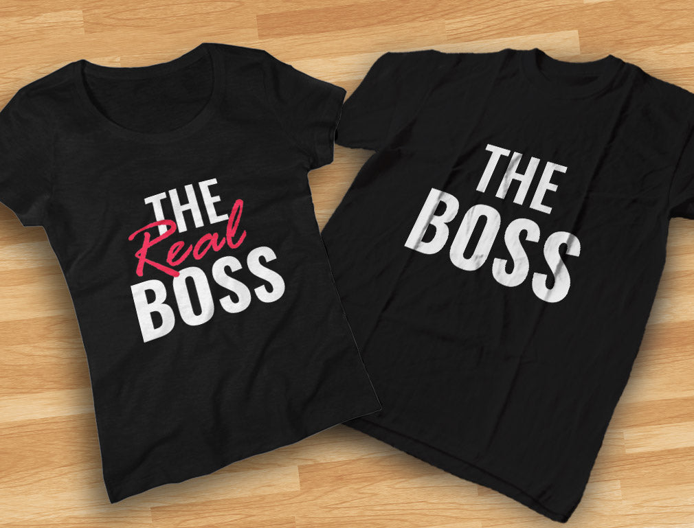 The Boss & The Real Boss Funny Matching Valentine's Day Couple T-Shirts Gift