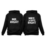 Mr Right and Mrs Always Right Husband & Wife Funny Matching Couple Hoodie Set