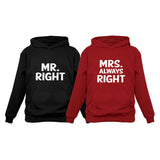 Mr Right and Mrs Always Right Husband & Wife Funny Matching Couple Hoodie Set 