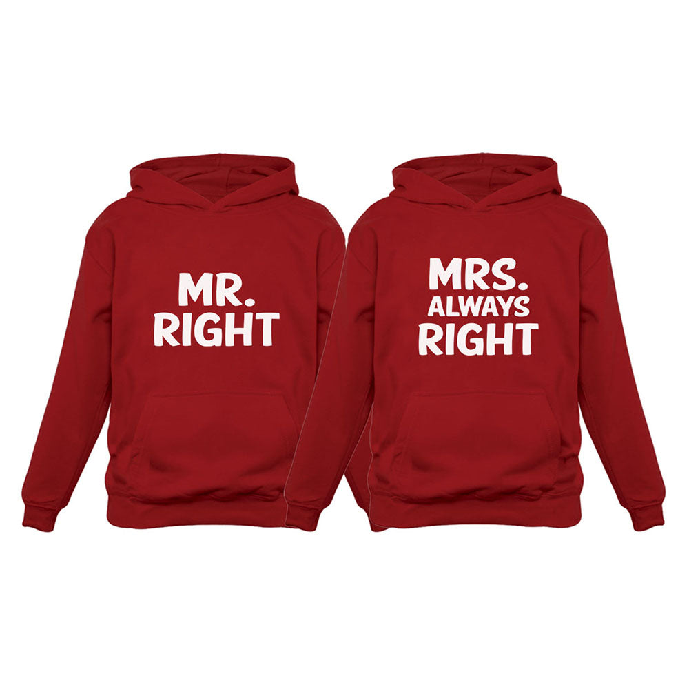 Mr Right and Mrs Always Right Husband & Wife Funny Matching Couple Hoodie Set