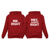 Mr Right and Mrs Always Right Husband & Wife Funny Matching Couple Hoodie Set
