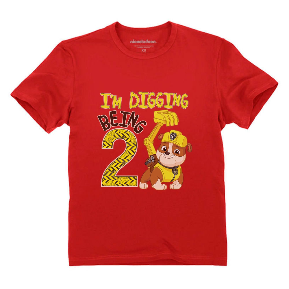 Paw Patrol Rubble Digging 2nd Birthday Official Nickelodeon Toddler Kids T-Shirt