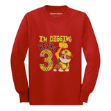 Paw Patrol Rubble Digging 3rd Birthday Official Toddler Kids Long sleeve T-Shirt