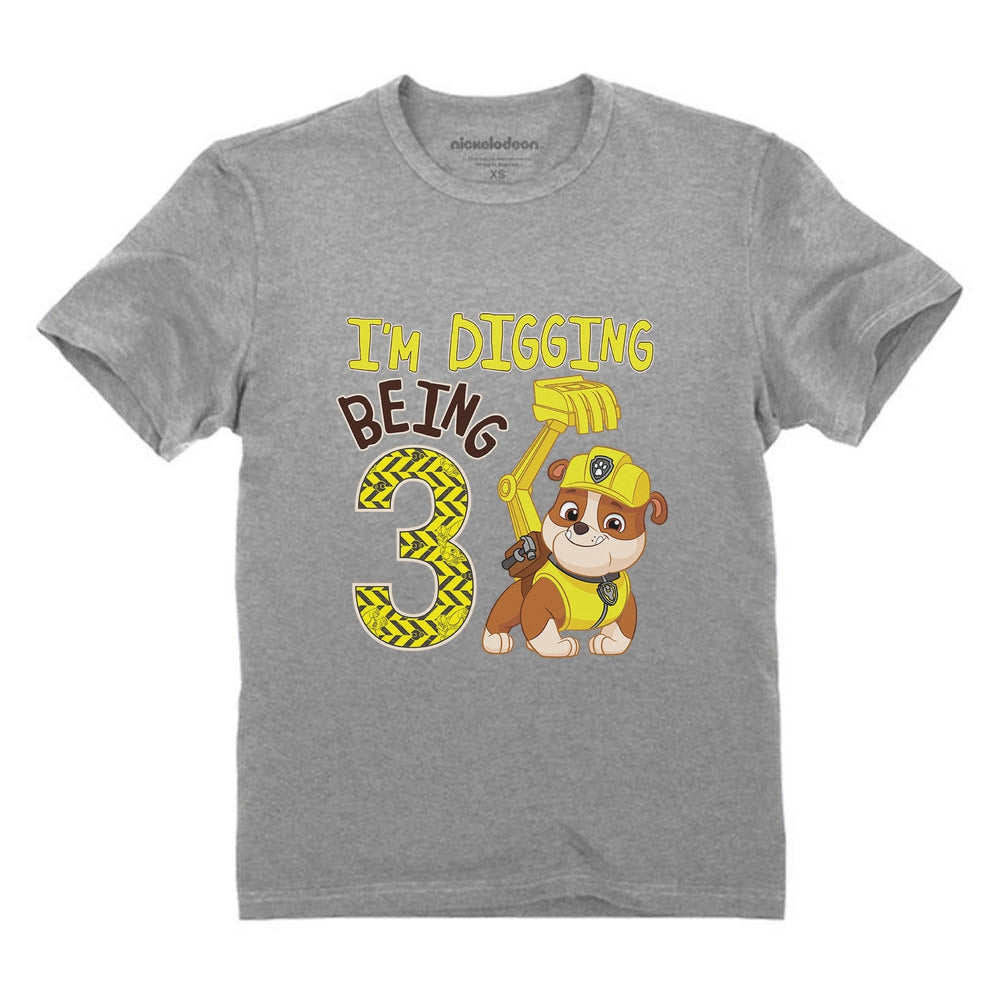 Paw Patrol Rubble Digging 3rd Birthday Official Toddler Kids T-Shirt