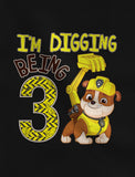 Paw Patrol Rubble Digging 3rd Birthday Official Toddler Kids T-Shirt 