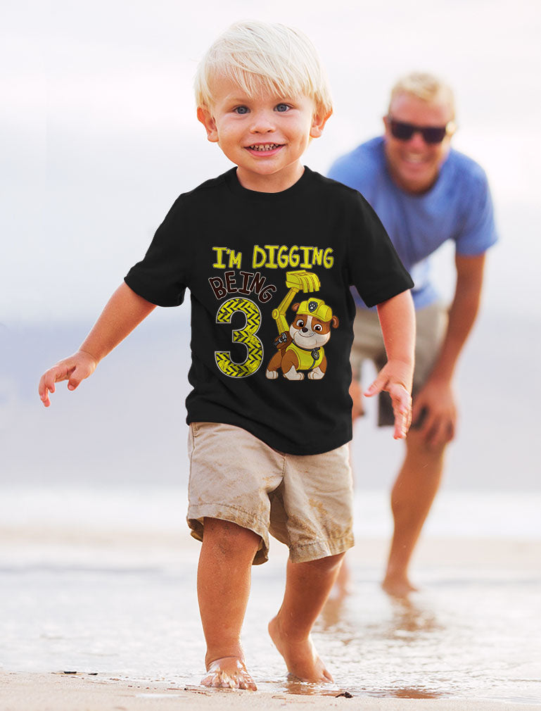 Paw Patrol Rubble Digging 3rd Birthday Official Toddler Kids T-Shirt
