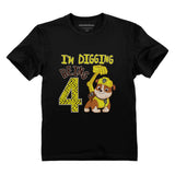 Paw Patrol Rubble I'm Digging Being 4 Birthday Kids T-Shirt 