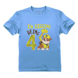 Paw Patrol Rubble I'm Digging Being 4 Birthday Kids T-Shirt