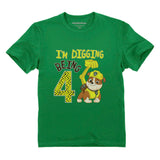 Paw Patrol Rubble I'm Digging Being 4 Birthday Kids T-Shirt