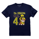 Paw Patrol Rubble I'm Digging Being 4 Birthday Kids T-Shirt