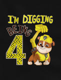 Paw Patrol Rubble I'm Digging Being 4 Birthday Kids T-Shirt 