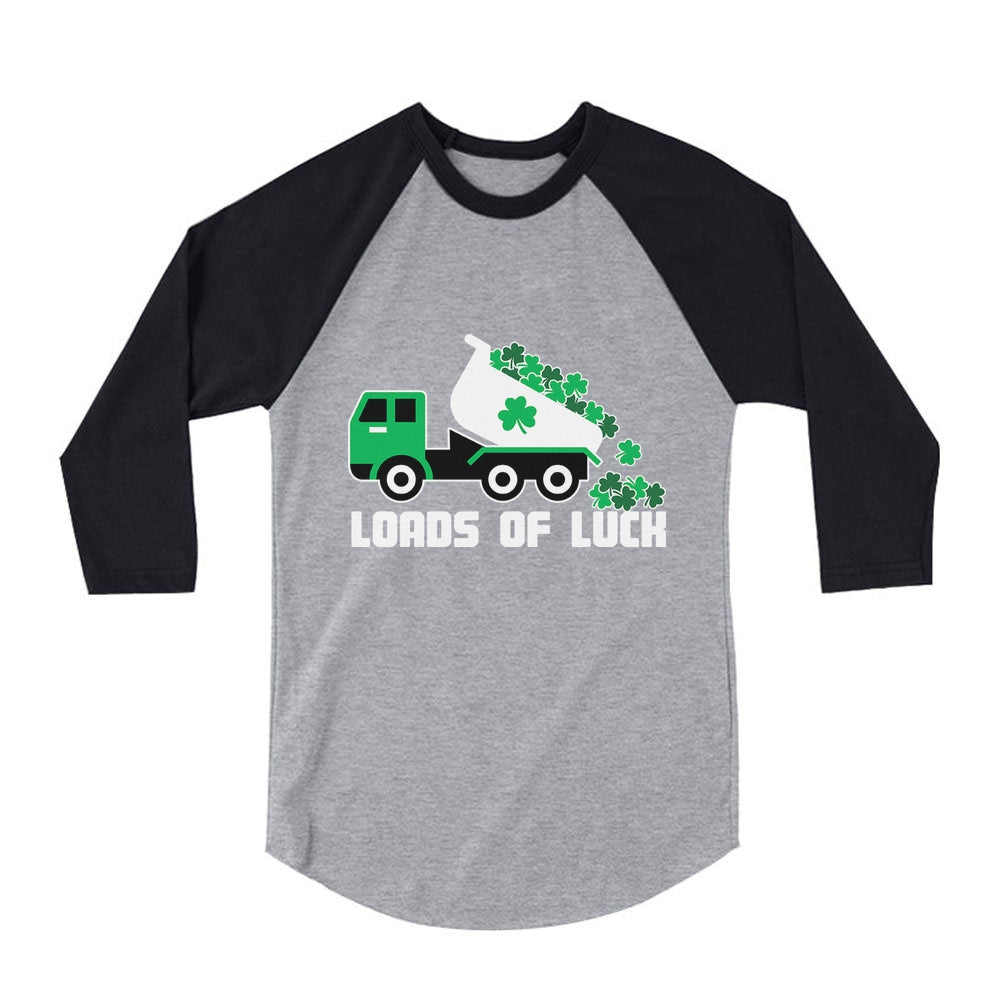 Loads of Luck St. Patrick's Day Tractor 3/4 Sleeve Baseball Jersey Toddler Shirt