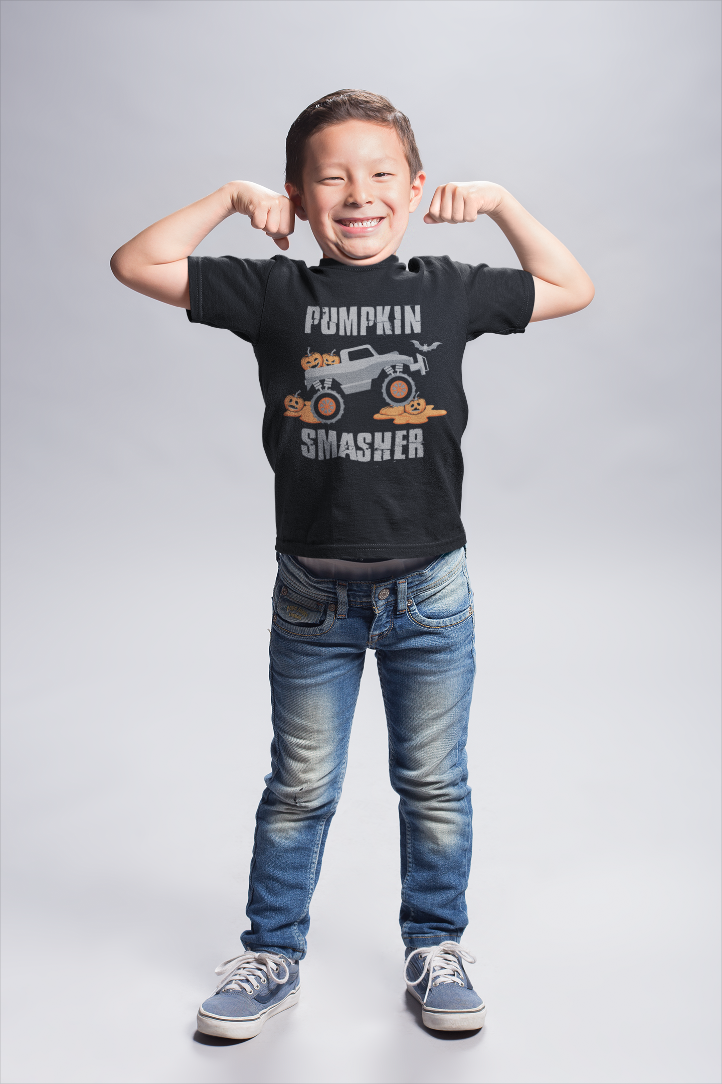 Pumpkin Smasher Truck Tractor I'm Digging Halloween Toddler Kids Shirts Set