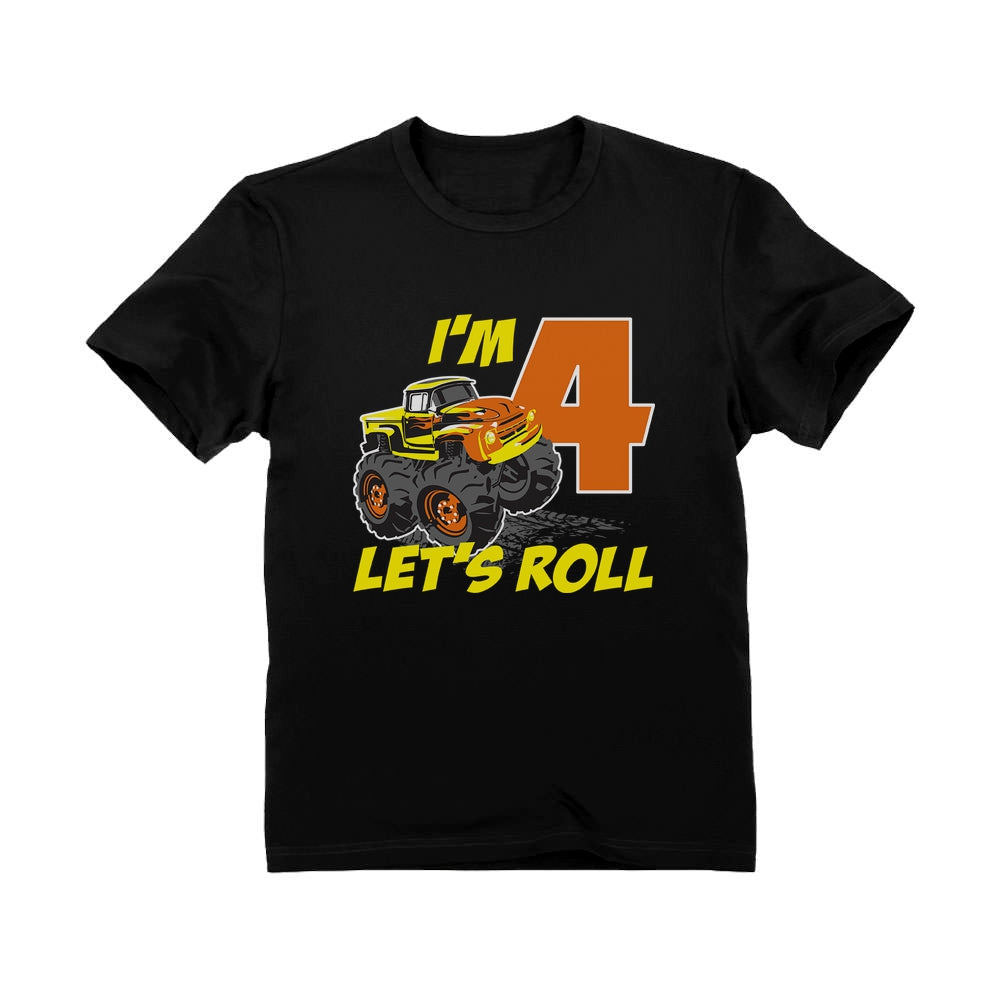 4 Year Old Boy Truck 4th Birthday Toddler Kids T-Shirt
