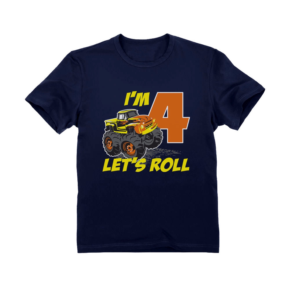 4 Year Old Boy Truck 4th Birthday Toddler Kids T-Shirt