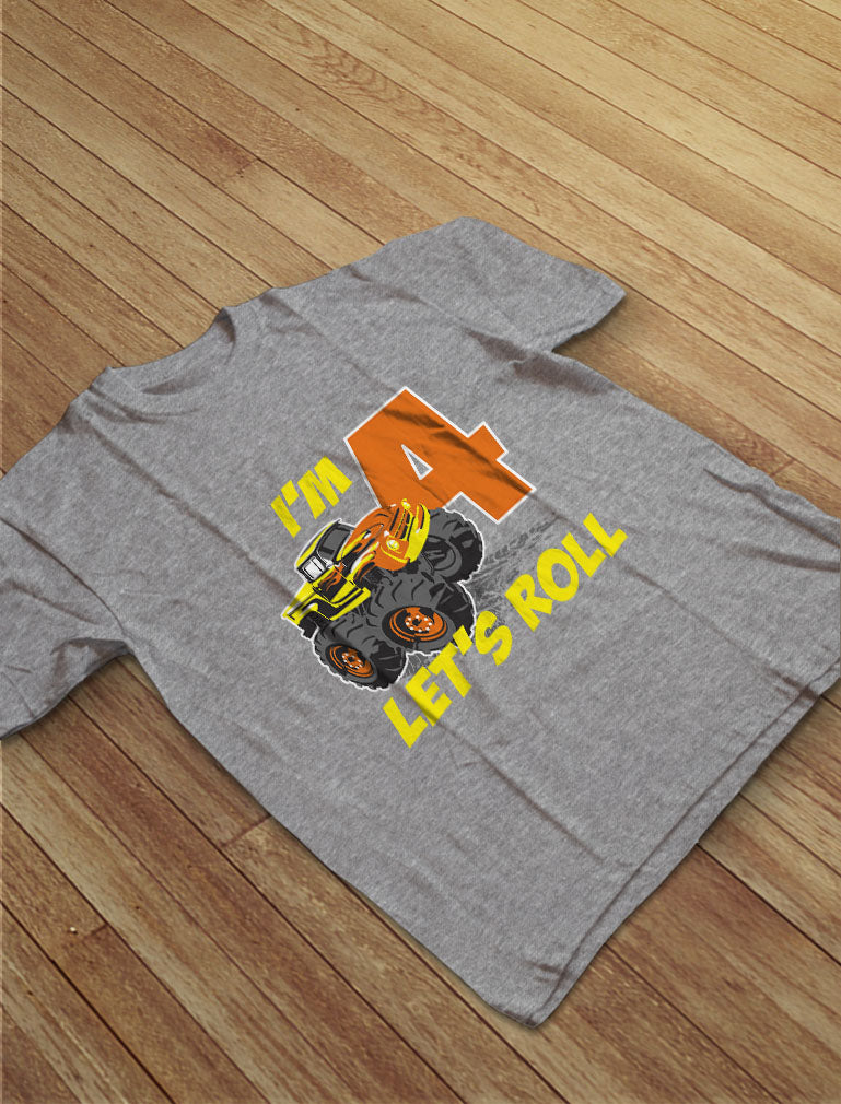4 Year Old Boy Truck 4th Birthday Toddler Kids T-Shirt