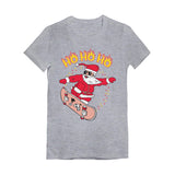 Skateboarding Santa Ho Ho Ho Ugly Christmas Youth Kids Girls' Fitted T-Shirt 