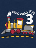 3rd Birthday 3 Year Old Boy Choo Train 3/4 Sleeve Baseball Jersey Toddler Shirt