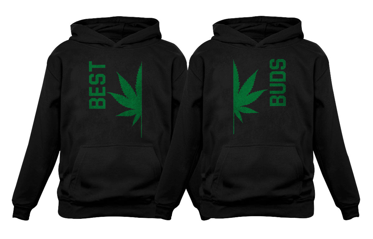 Best Buds Gift for Weed Lovers - Funny Cannabis Leaf Matching Hoodies Set