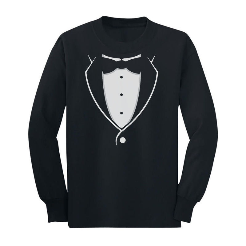 Boys Tuxedo Black Bow Tie Toddler Kids Long sleeve T-Shirt