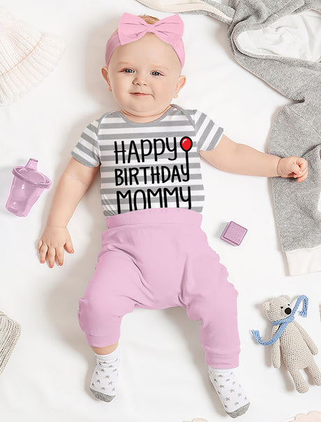 Happy Birthday Mommy Baby Bodysuit - Pink 1