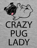 Crazy Pug Lady 3/4 Women Sleeve Baseball Jersey Shirt