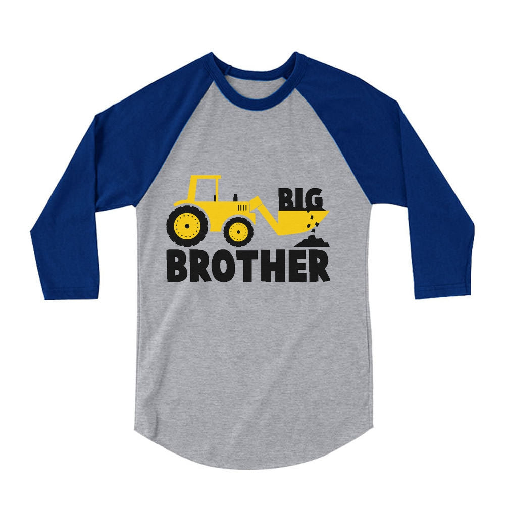 Big Brother Tractor Boys 3/4 Sleeve Baseball Jersey Toddler Shirt