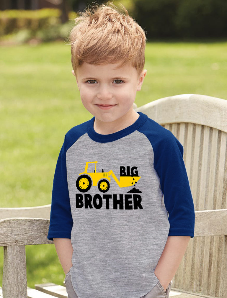 Big Brother Tractor Boys 3/4 Sleeve Baseball Jersey Toddler Shirt