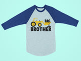 Big Brother Tractor Boys 3/4 Sleeve Baseball Jersey Toddler Shirt