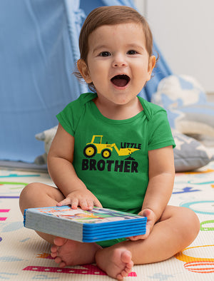 Little Brother Tractor Baby Boy Onesie