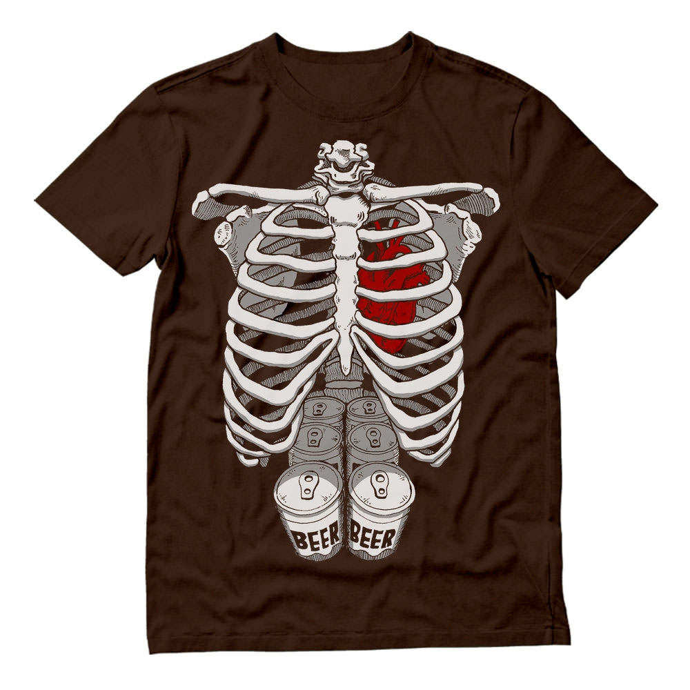 Skeleton Six Pack Beer Abs Xray Halloween Costume T-Shirt