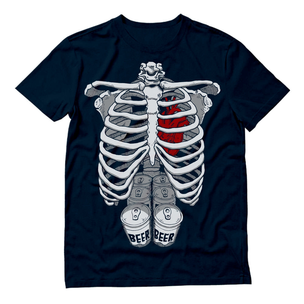 Skeleton Six Pack Beer Abs Xray Halloween Costume T-Shirt