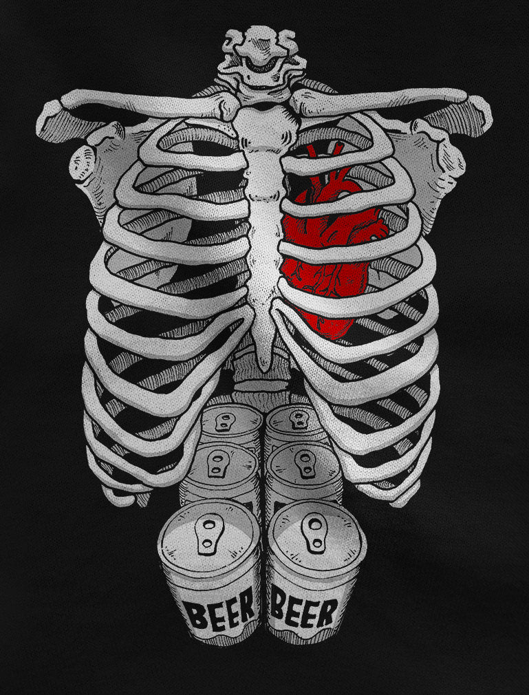 Skeleton Six Pack Beer Abs Xray Halloween Costume T-Shirt