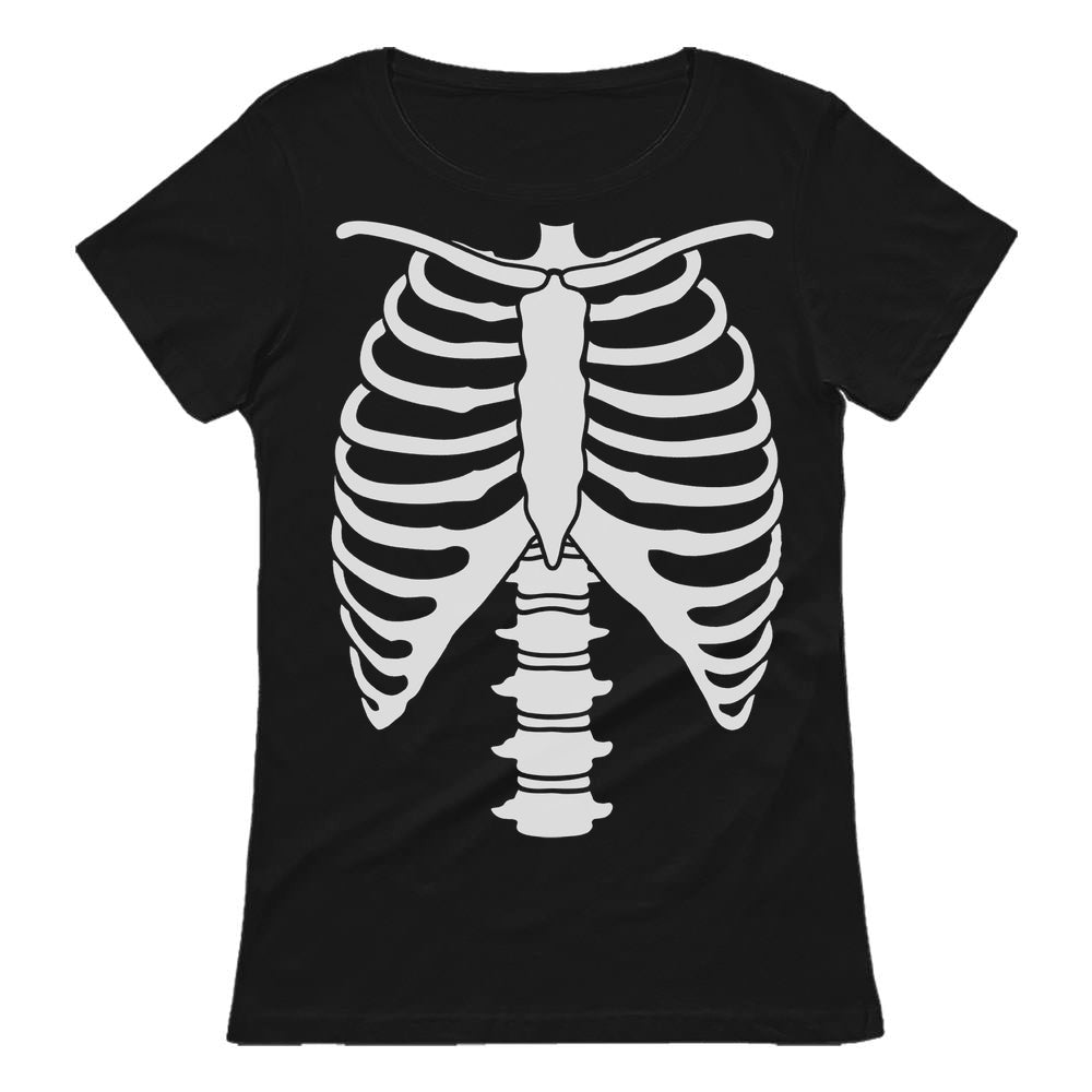 Halloween Skeleton Rib Cage Xray Front and Back Easy Costume Women T-Shirt
