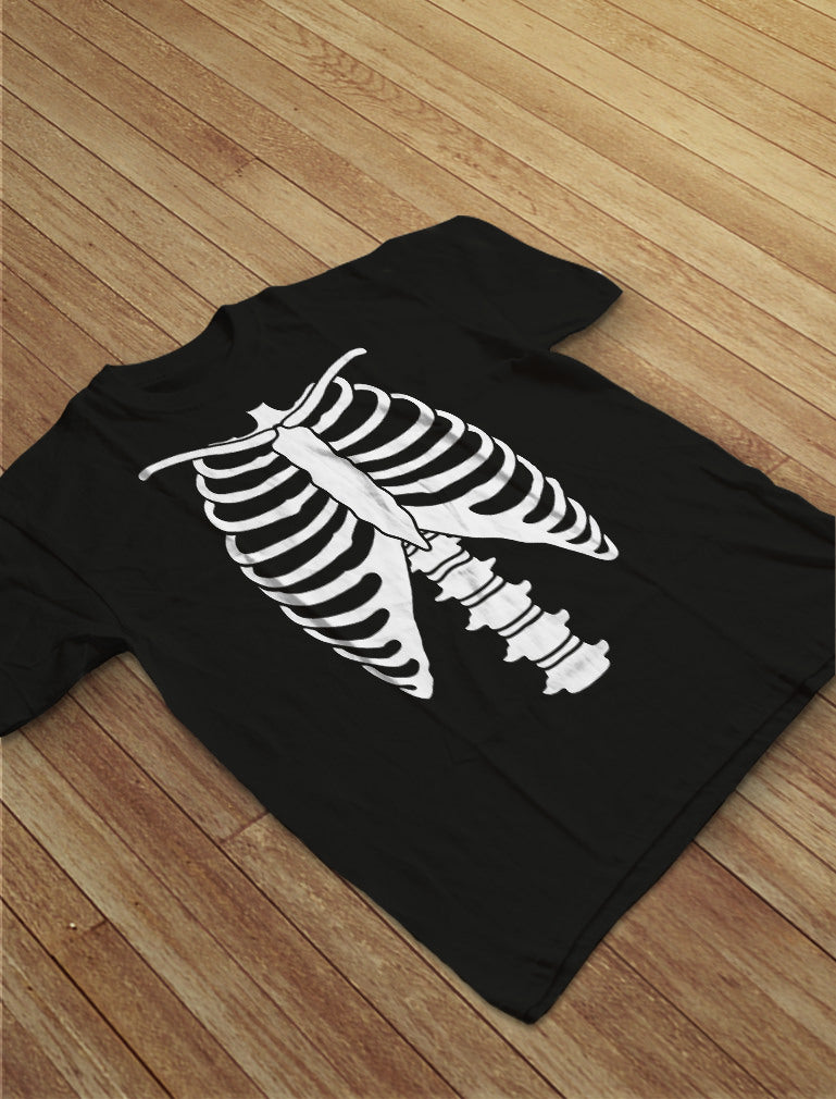 Halloween Skeleton Rib Cage Xray Front and Back Easy Costume Women T-Shirt