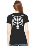Halloween Skeleton Rib Cage Xray Front and Back Easy Costume Women T-Shirt