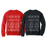 Grandma & Grandpa Matching Ugly Christmas Sweatshirts Set Grandparents Xmas Gift 