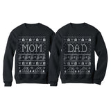 Mom & Dad Matching Ugly Christmas Sweatshirts Set Xmas Gift for Parents 
