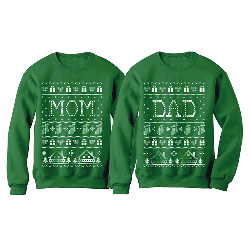 Mom & Dad Matching Ugly Christmas Sweatshirts Set Xmas Gift for Parents