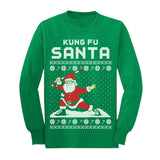 Kung Fu Santa Ugly Christmas Sweater Youth Kids Long Sleeve T-Shirt