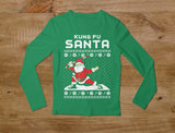 Kung Fu Santa Ugly Christmas Sweater Youth Kids Long Sleeve T-Shirt